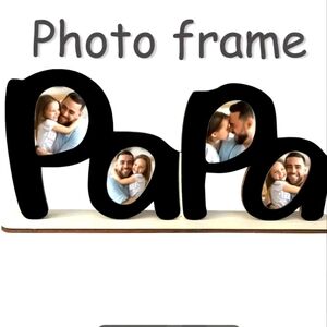 Lightweight Wooden Papa Photo Frame in Black Finish, Gifts For Him, Dad, Grandpa
